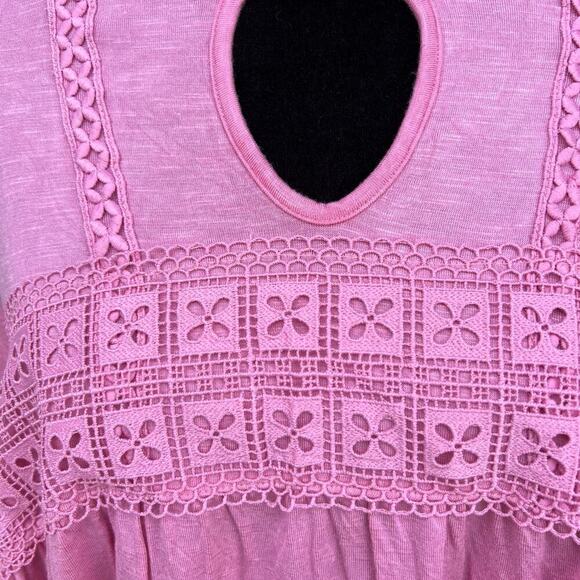 Suzane Betro women's size XL, stretch lace long sleeve pink top - Picture 3 of 8